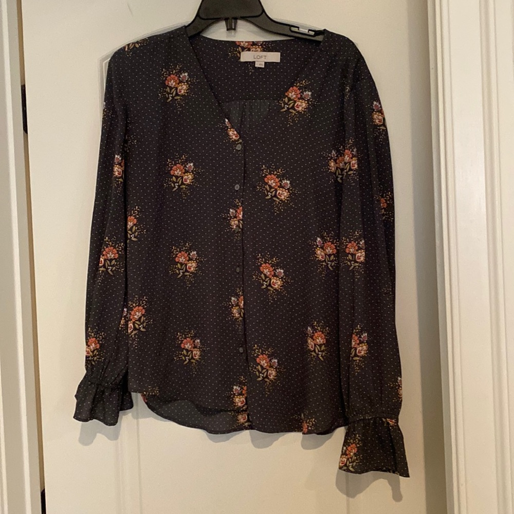 Ann Taylor Polka Dot and Floral Blouse